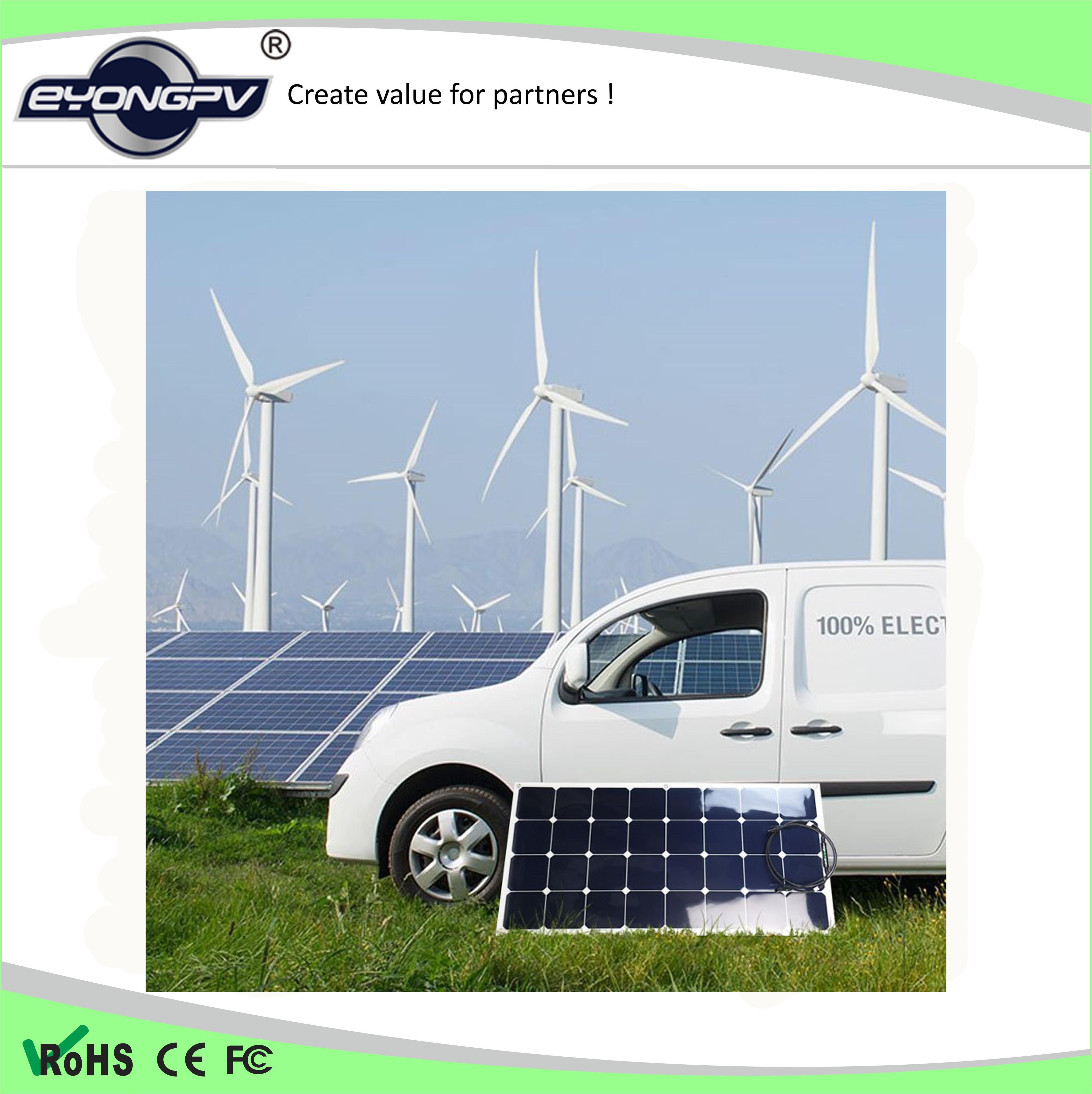 供应100W高效太阳能电池板 高品质半柔性太阳能板 太阳能电池板