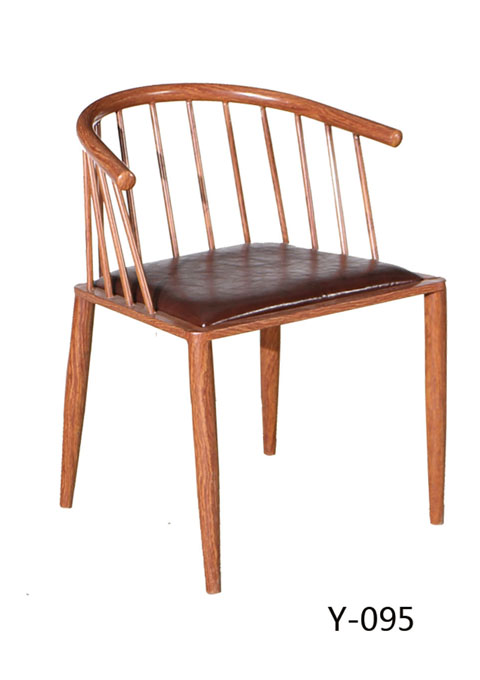 供应用于火锅店的祥赛贝中餐西餐户外餐椅仿实木创意复古餐椅铁艺皮面软包餐椅