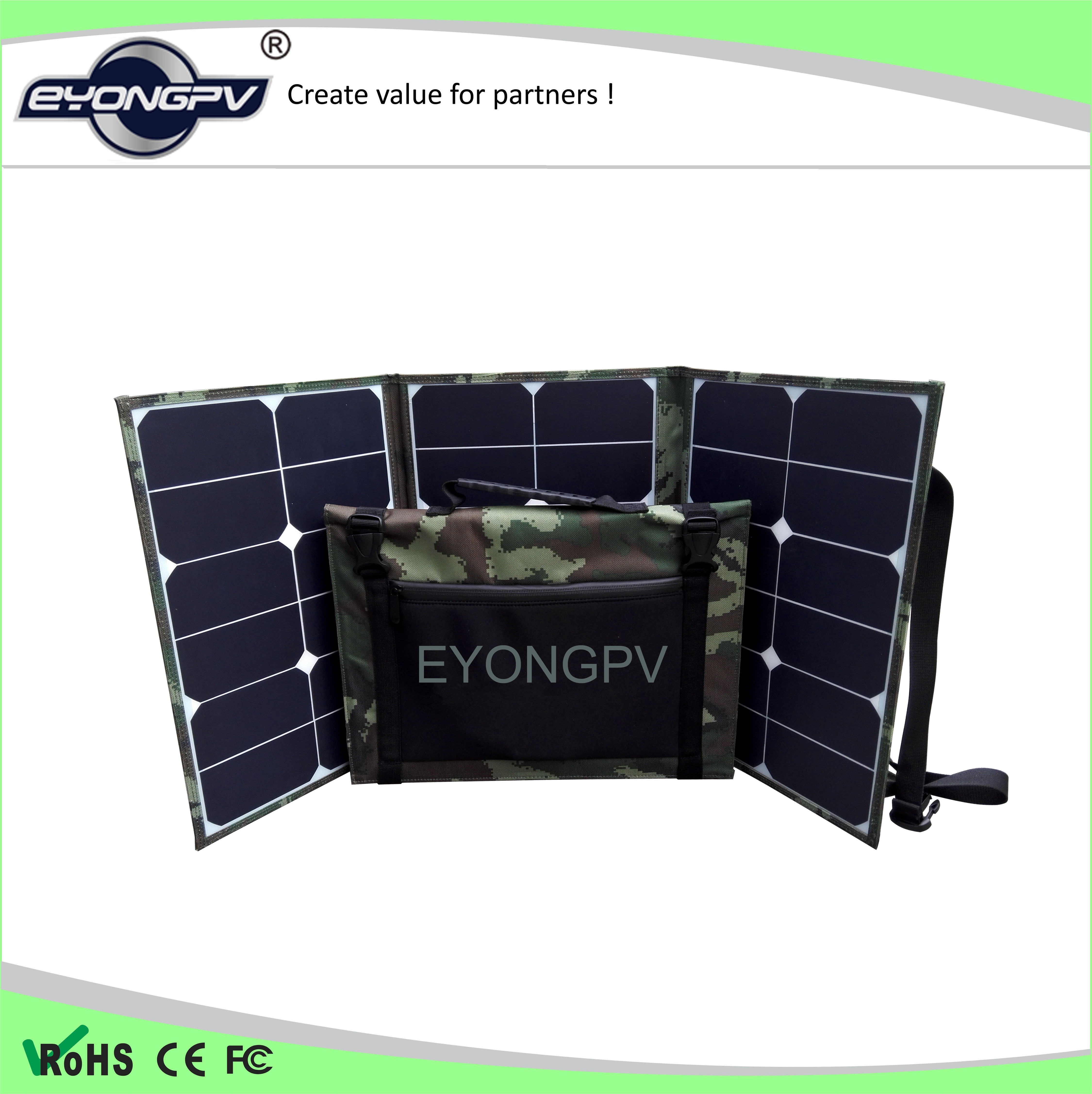 60W便携式太阳能充电板 折叠太阳能充电器 sunpower太阳能 60W折叠太阳能板